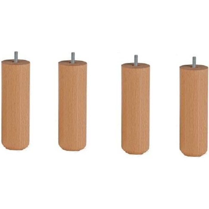 Jeu de 4 pieds cylindriques Hauteur 25 cm