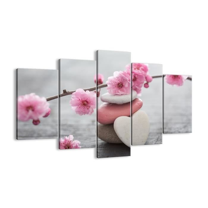 Décoration murale. Triptyque mural. Impression sur Toile pour chambre et salon, fleur d'eau en pierre EA150x100-3178