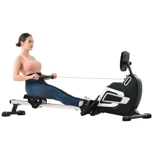 Rameur d'appartement pliable 14 Niveaux de Résistance Capacité 110 kg pour le fitness à la maison NOIR