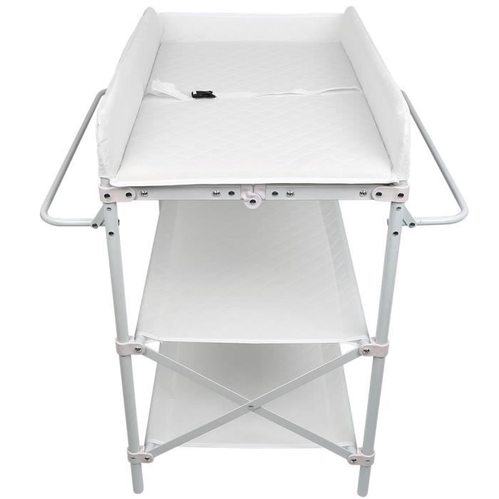 Fasike-Table à Langer à 3 couches, Avec Roulettes, Structure En Métal, 74x48x90cm Blanc
