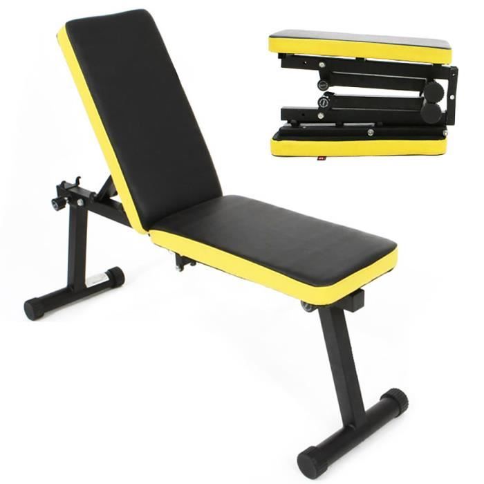 Soges Tabouret de musculation réglable pliant multifonctionnel à domicile exercice de tabouret de musculation respirant,Noir & Jaune