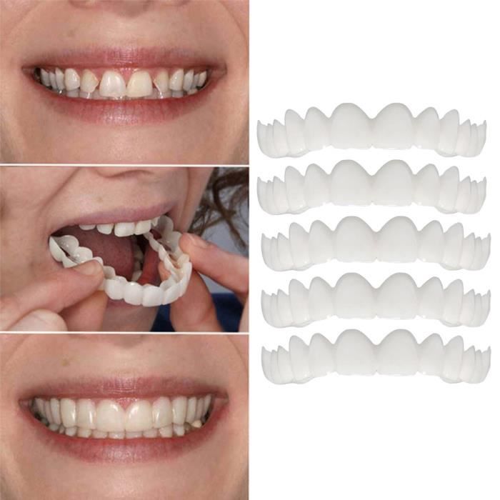DENTITION - DENTURE 5pcs sourire temporaire ajustement confort cosmétique dents dents dentier dents top cosmétique placage