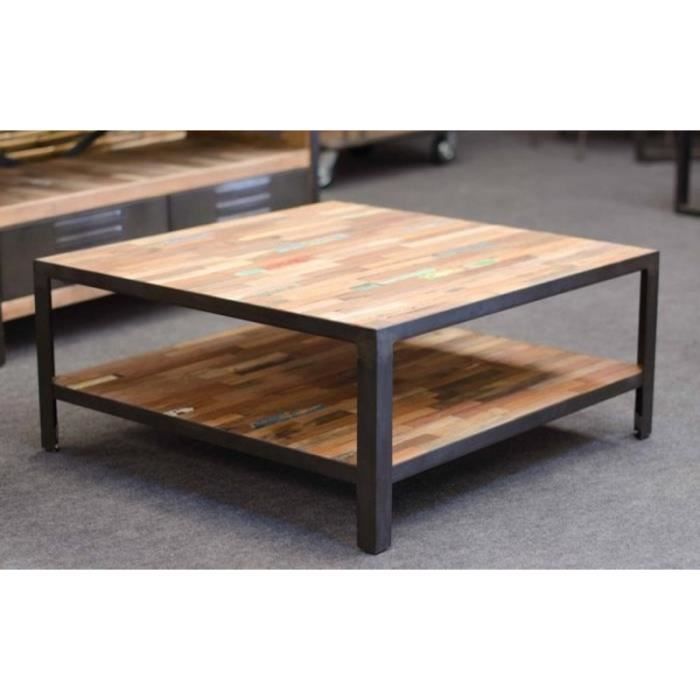 Table basse carrée factory 80 cm x 80 cm