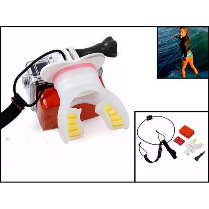 Surfing Mouth Bite Mount + Floaty + Tour de cou souple pour caméra GoPro CAMESCOPE NUMERIQUE