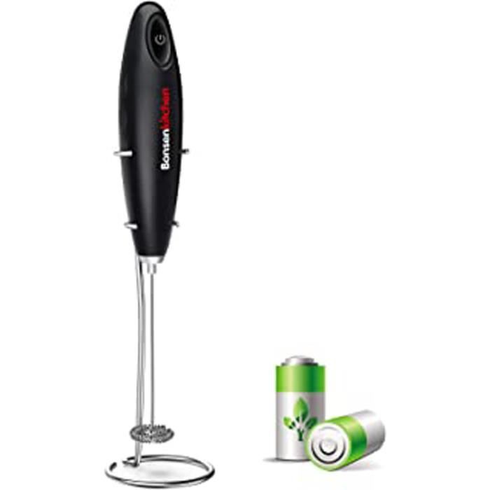 Mousseur à lait électrique de poche pour la préparation de lattes, de cappuccinos et de chocolats chauds, avec batterie, tige et fou