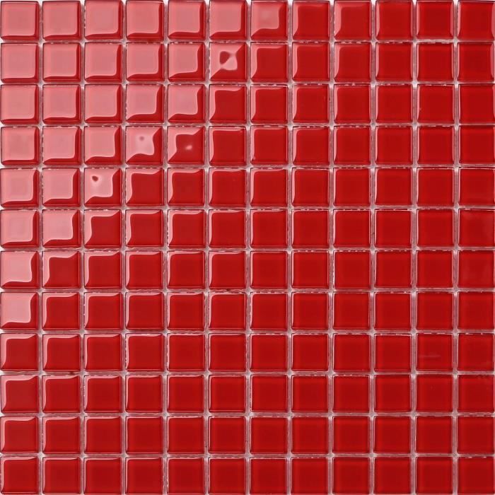 Carrelage mosaïque en verre. Rouge. 30cm x 30cm pour les murs (MT0022)