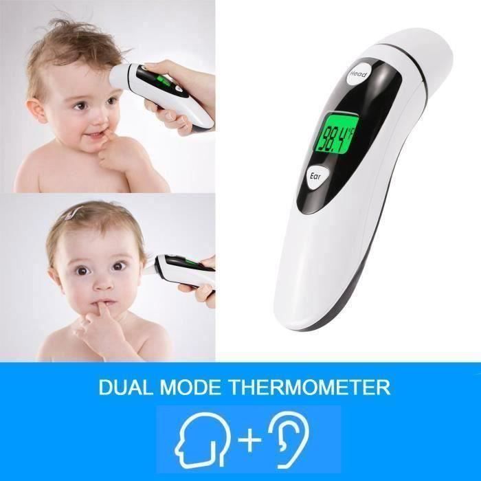 Thermomètre frontal et auriculaire numérique ,thermomètre infrarouge professionnel 2 en 1 multifonction pour Bébé, Enfant et Adulte