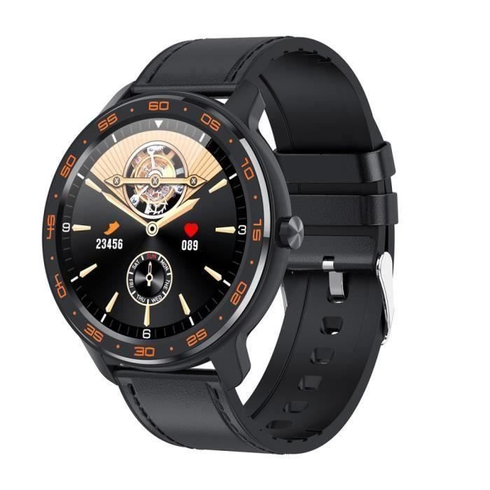 Montre Connectée Femmes Homme Noir Plein Écran Tactile IPS,Surveillance Santé La Fréquence Cardiaque,Sport Multi-fonctions Montre