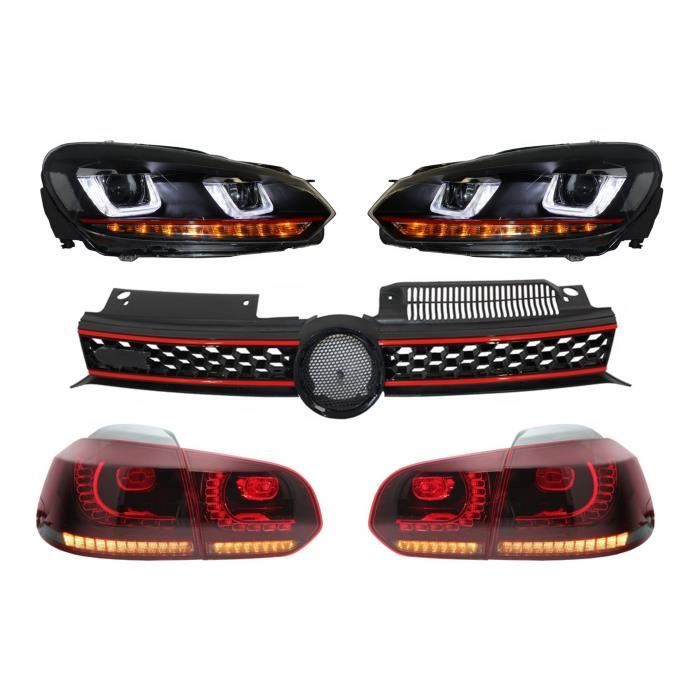 Calandre pour VW Golf 6 VI 08-12 Phares LED DRL Feux arrière U-Design Full LED