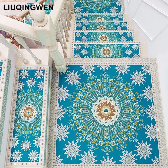 3PCS Tapis de Marche d'escalier Classiques, Tapis Escalier Autocollante & Antidérapants, Moquette Escalier pour la Sécurité