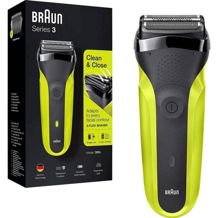 Braun 300s - Series 3 Rasoir à grilles noir, vert