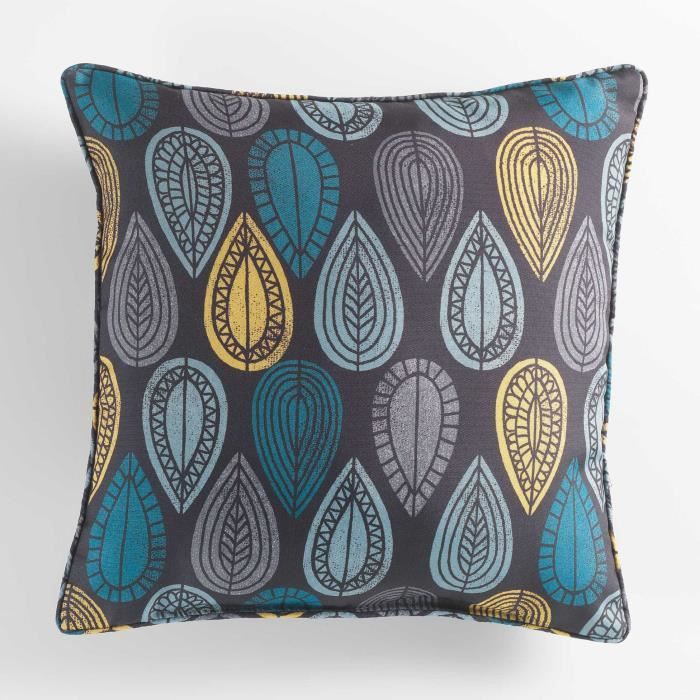 Coussin passepoil 40 x 40 cm polyester imprime palpito Anthracite
