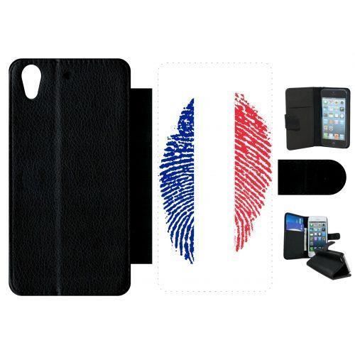 etui rabat htc desire 626 empreinte digitale drapeau france!!