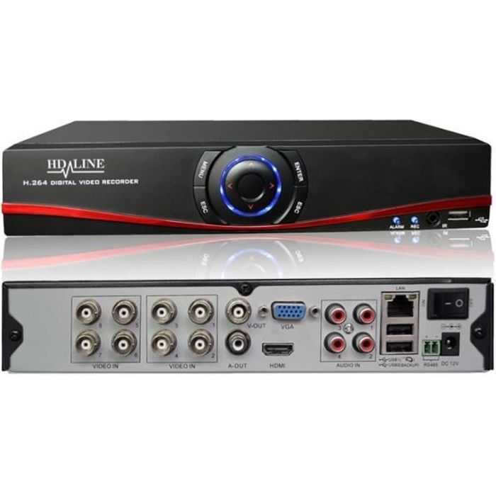 Enregistreur DVR avec Application et tutoriel - 8 sorties Hybride AHD et IP - H.264 Vidéosurveillance caméras AHD 960P et IP 1080P