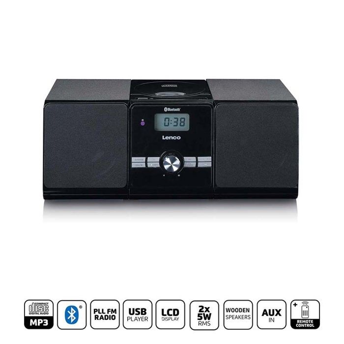 Chaine micro avec lecteur de CD/ MP3 Lenco MC-030BK Noir