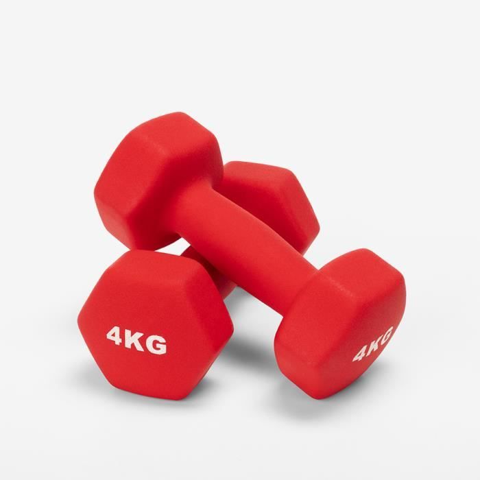 Paire de 2 poids haltères 4kg Gym et Vinyle Fitness Megara