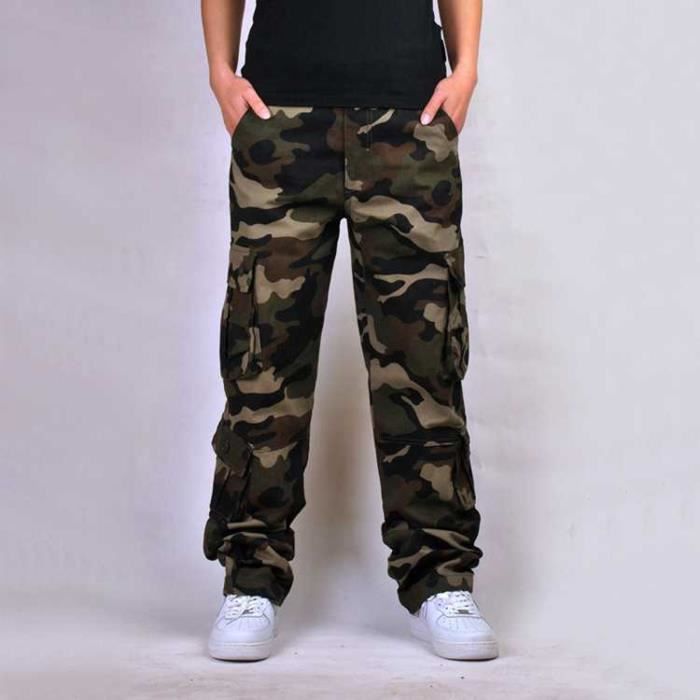 Homme pantalon treillis cargo pants Camouflage Casual Extérieur Multi-poches Pantalon #K03