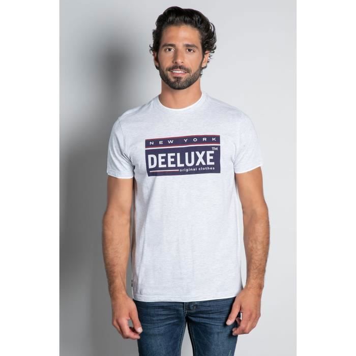 DEELUXE T-shirt double col logoté NASCENT Light Grey Mel