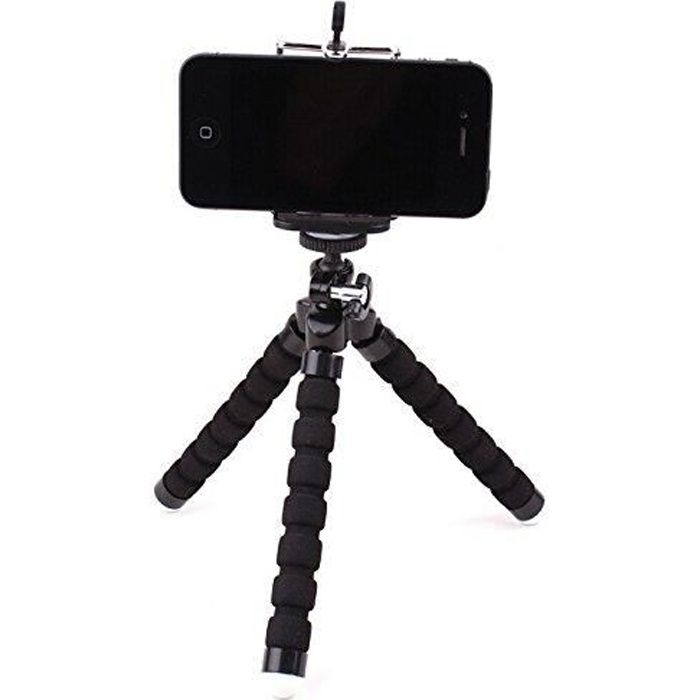 Support trépied Pliable pour smartphones de largeur de moins de 8.5 cm : iPhone 6 Plus, iPhone 6, Galaxy Note 1/2/3/4/5 - NOIR
