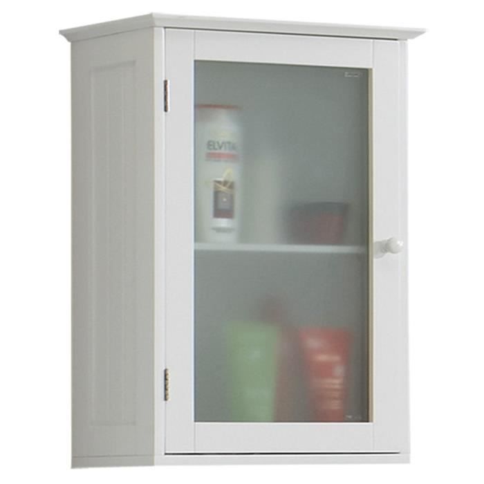 Meuble mural avec une porte en MDF laqué mat coloris blanc, L40 X 60 X 20,5 cm