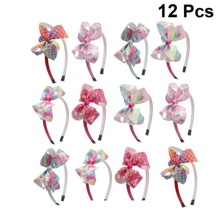 12 pcs licorne cerceau arc-noeud bande de tissu bandeau adorable accessoire de pour enfants filles (1 CASQUE AUDIO ENFANT