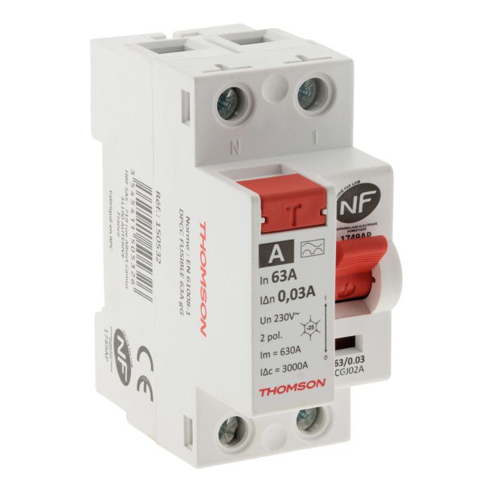 Interrupteur différentiel à vis - 30mA type A 63A NF - Thomson