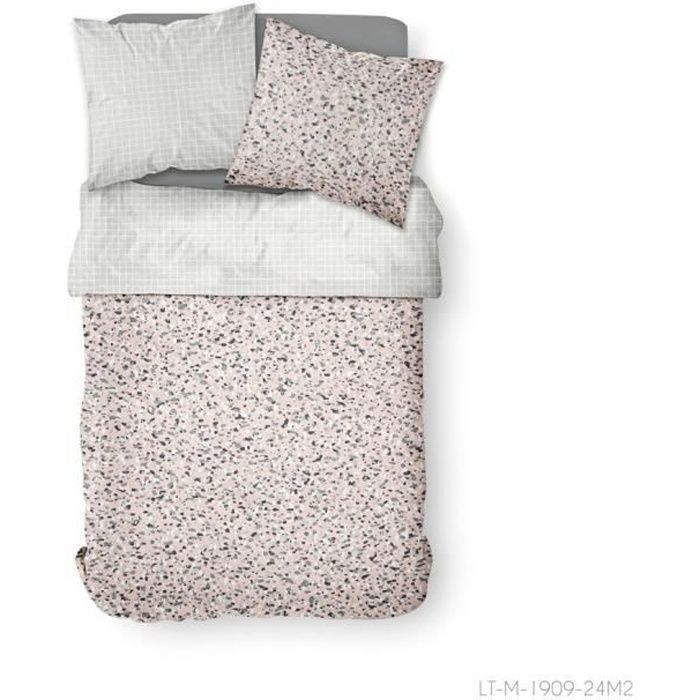 TODAY Parure de lit 2 personnes 240X260 Coton imprime rose Graphique SUNSHINE TODAY