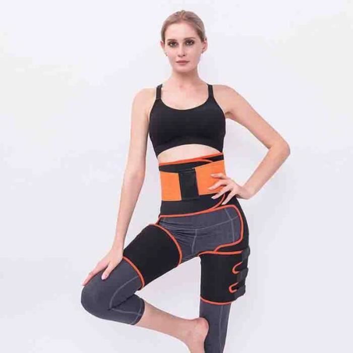 AE30369-L-XL-Ceinture de Sudation Femme Amincissante Ajustable,3 en 1 et Ceinture Amincissante de Poids et Mise en Forme-orange*CD