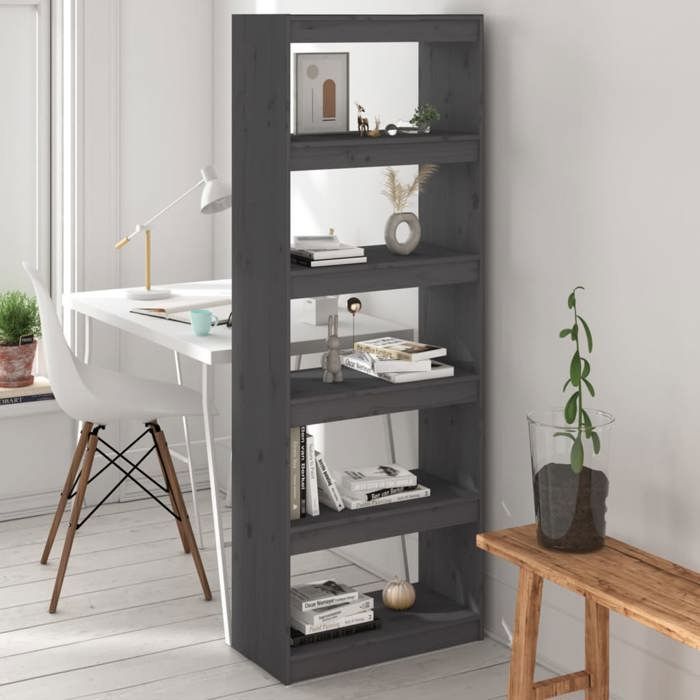 vidaXL Bibliothèque/Cloison Gris 60x30x167 5 cm Bois massif de pin 808175