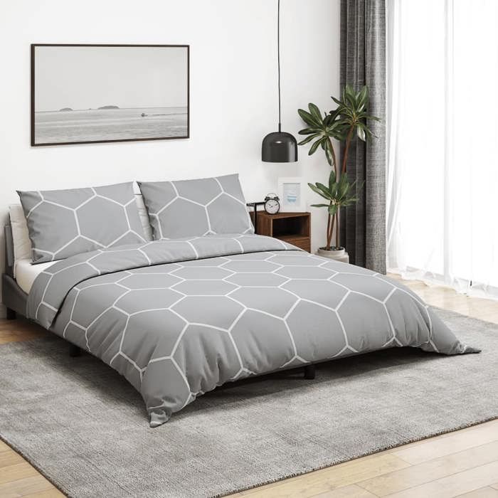 vidaXL Ensemble de housse de couette Gris 200x200 cm Coton 136448