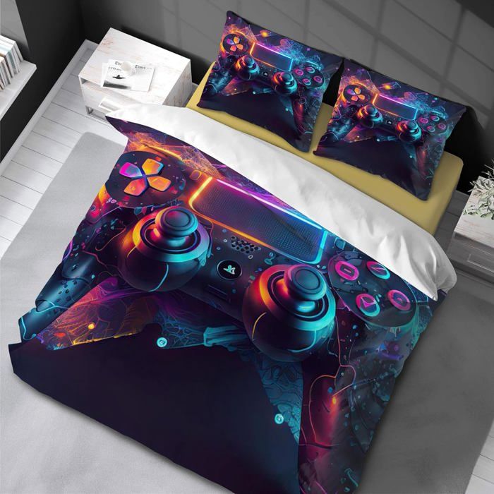 Agmdno Lion King Simba Housse de couette 3 pièces Taie d'oreiller en microfibre Housse de