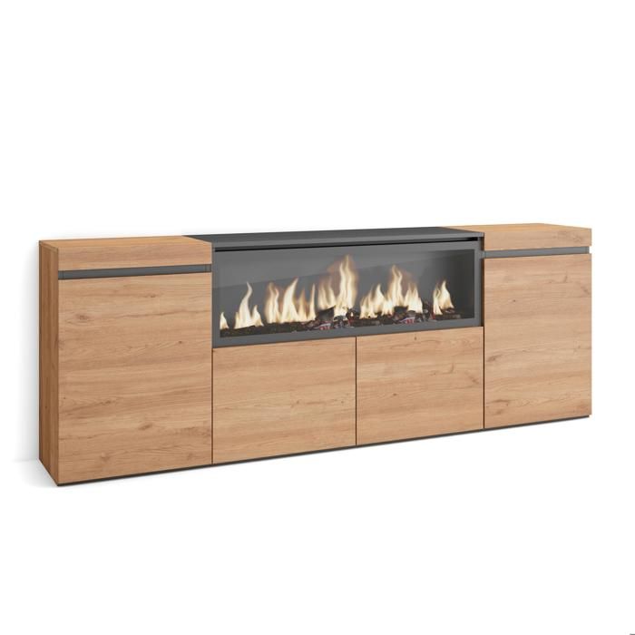 Buffet Bahut Enfilade 4 Portes 208x35x75cm 1feu électrique XXL Beige RF3226 Buffet Bahut Enfilade 4 Portes 208x35x75cm 1feu électrique XXL Beige RF3226