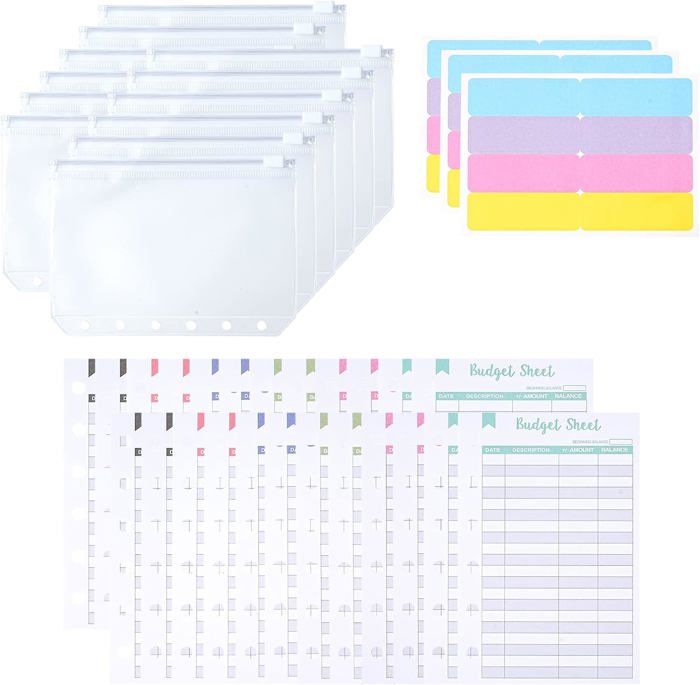 Lot De 2 Mini Pochettes Transparentes Pour Classeur 3 Anneaux - Avec Papier Intérieur - Fermeture Bouton-Pression - PVC Souple - 8