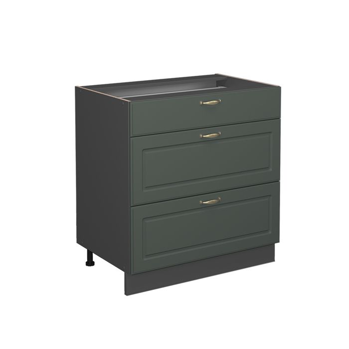Meuble cuisine Fame-Line 80cm avec 3 tiroirs sans PT Vert Or Campagne/Anthracite Vicco 38600