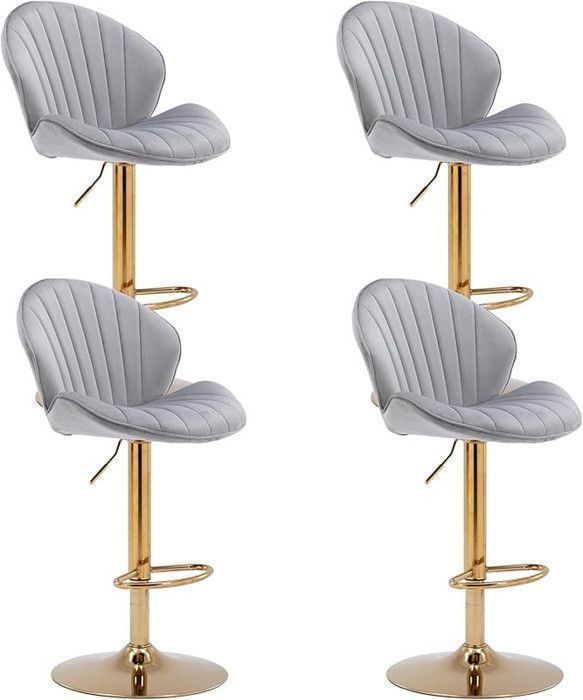 Wahson Tabouret Bar Lot de 4 Tabouret Bar Réglable Chaise Bar Haute avec Pieds en Métal pour Cuisine et Comptoir Velours Gris
