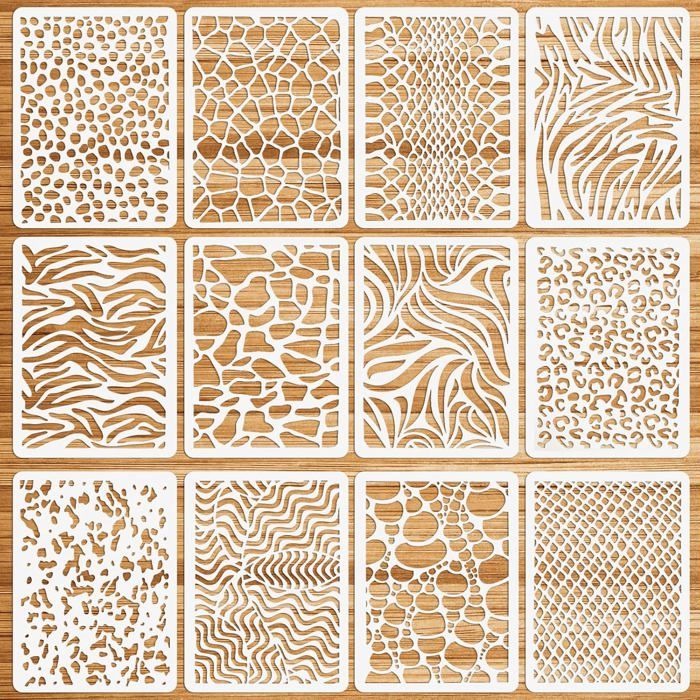 OOTSR 6 Pièces Pochoirs De Peinture En Plastique Réutilisables, Pochoirs De Dessin De Peinture Pour DIY Scrapbooking Bois Meubles Mur Maison Design, 26.2x 17.8cm