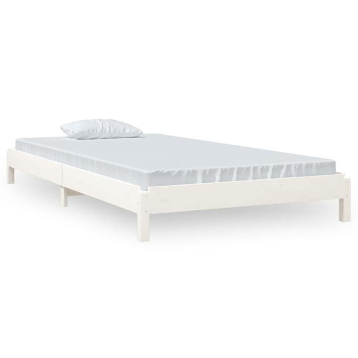 100x200cm Lit empilable Blanc Bois de pin massif LL144546