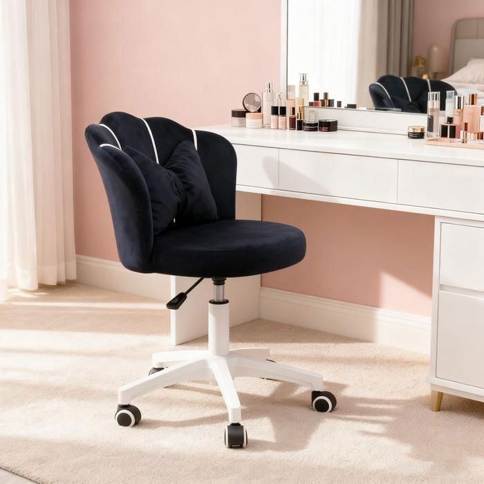 DYHOME Chaise de Bureau Pivotante Fauteuil de Bureau réglable en Hauteur pour Chambre à Coucher et Coiffeuse Velours Noir