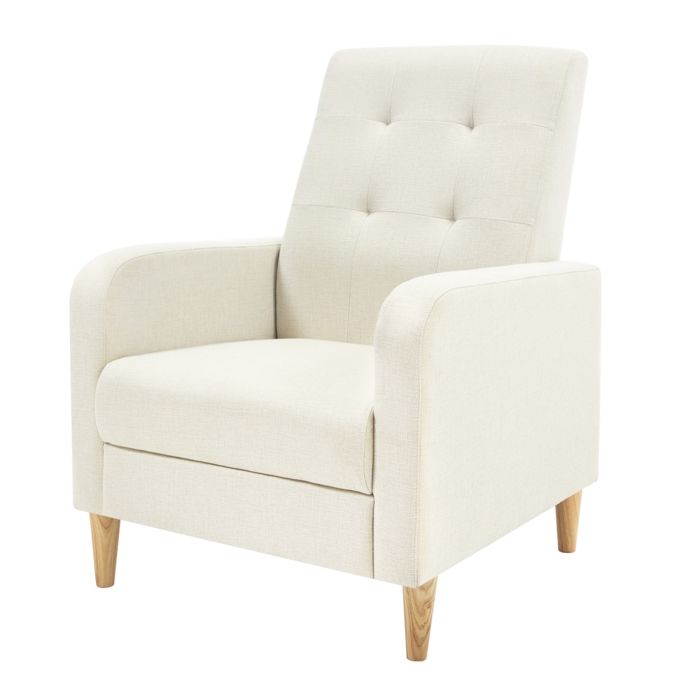 WOLTU Fauteuil Salon Scandinave Fauteuil Cabriolet Relax Rembourré en Lin Pieds en Bois Massif Beige
