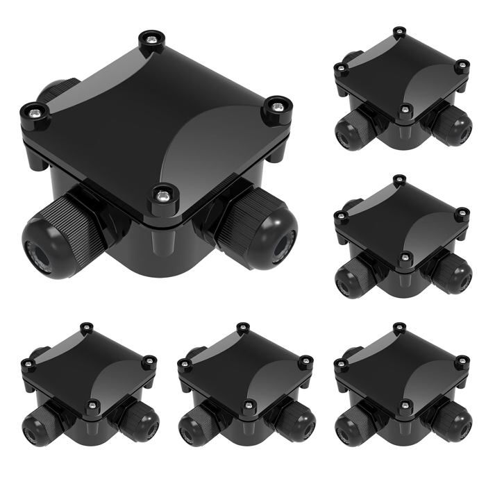 2 Boîtes De Jonction Étanches IP68 3 Voies - Connecteur Pour Projecteurs Extérieurs, Éclairage Jardin - Nylon, Laiton