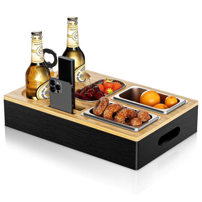Plateau De Lit Boîte à Goûter Bar Avec Bols À Collation En Acier Inoxydable Plateau De Canapé En Bois Boite à Goûter Avec Logo Plateau Aperitif