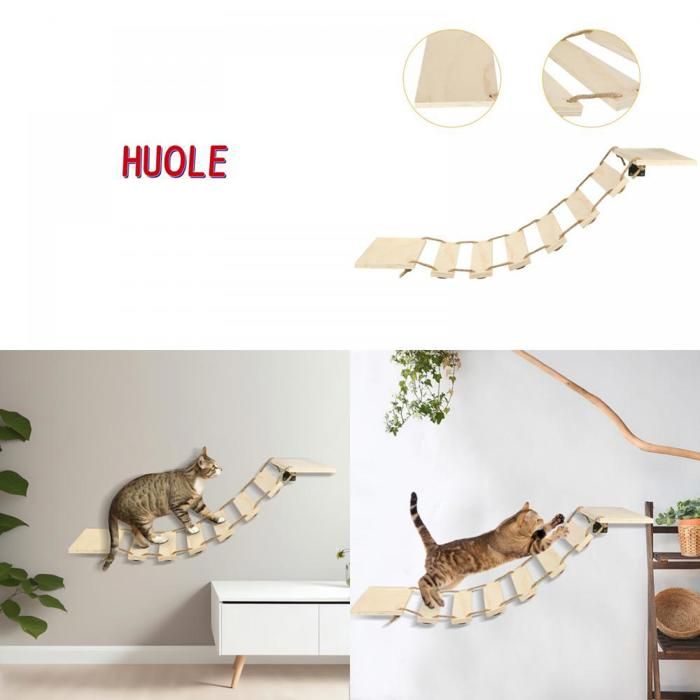 Comparer les prix de HUOLE Cadre d'escalade pour chat, pont pour chat, aire de jeu pour chat, 32.5*15.5*85cm, couleur originale.