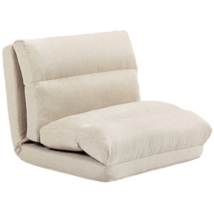 Fauteuil de sol canapé paresseux - HOMCOM - dossier inclinable 90° à 180° - 70 x 72 x 56 cm - beige