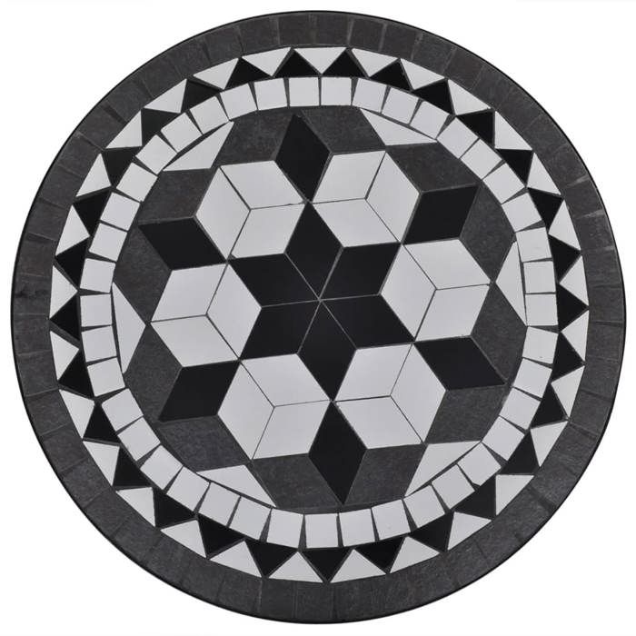 Table de bistro - 2 personnes & extérieur - Noir et blanc 60 cm Mosaïque ZLH•545868811