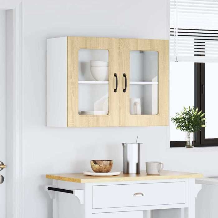 SOLOMOON@ Colonne cuisine - Armoire murale de cuisine et porte en verre Kalmar chêne sonoma FR 856
