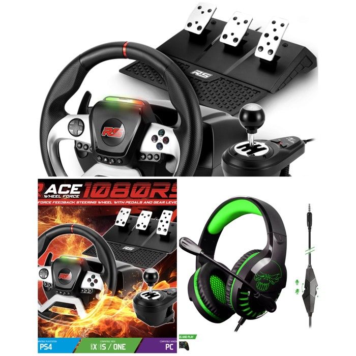 Casque PC GAMER XBOX + Volant de jeu + Pédales ¿ SPIRIT OF GAMER PRO Race Pro 1080RS Pour Xbox PS4 PC Pédales incluses - vue 2