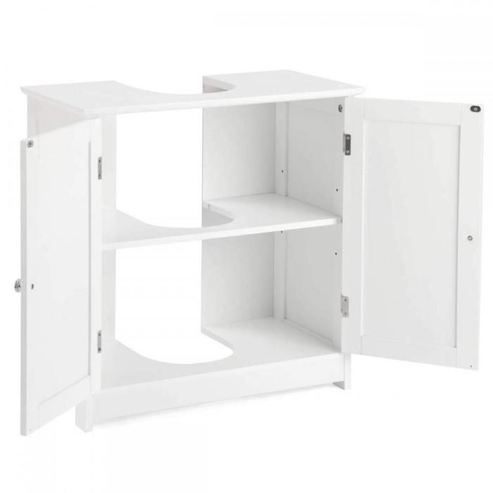 Armoire - HUIOLE Meuble-lavabo à deux portes de 60 × 30 × 60 cm avec rangement multifonctionnel blanc.