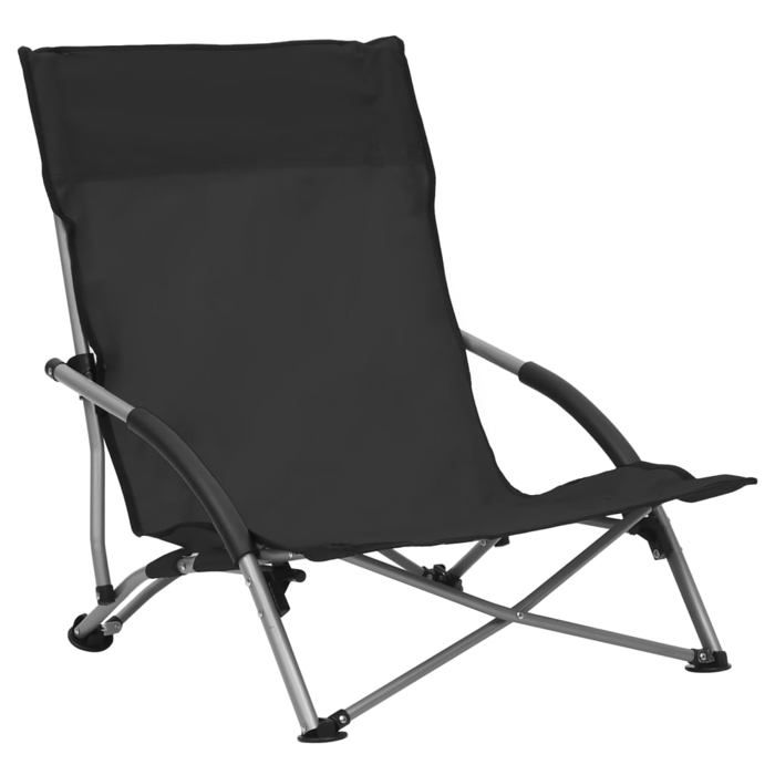 CHIC Chaises de plage pliables lot de 2（2 pcs) Noir Tissu - 555x655x66 cm 232031 S11