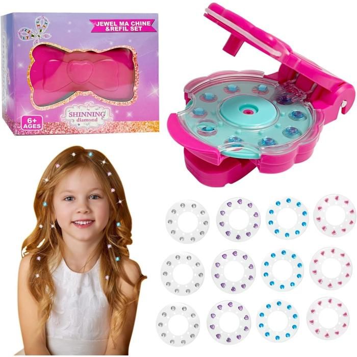 Machine à Strass Cheveux – 180 Gemmes, Kit Bedazzler Créatif, Fille Enfant, Voyage, Paillettes