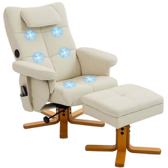Fauteuil relax massant avec repose-pied - HOMCOM - dossier inclinable - coffre de rangement - télécommande Fauteuil relax massant avec repose-pied - HOMCOM - dossier inclinable - coffre de rangement - télécommande